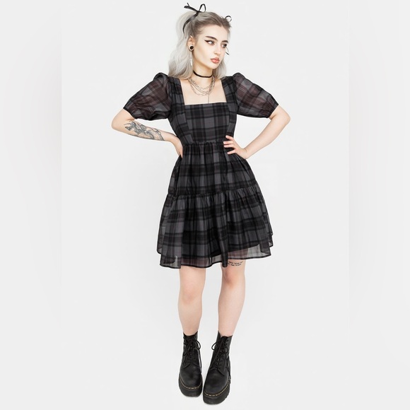 Disturbia Dresses & Skirts - NWT Disturbia Salome Organza Check Mini Dress US 12 / UK 16